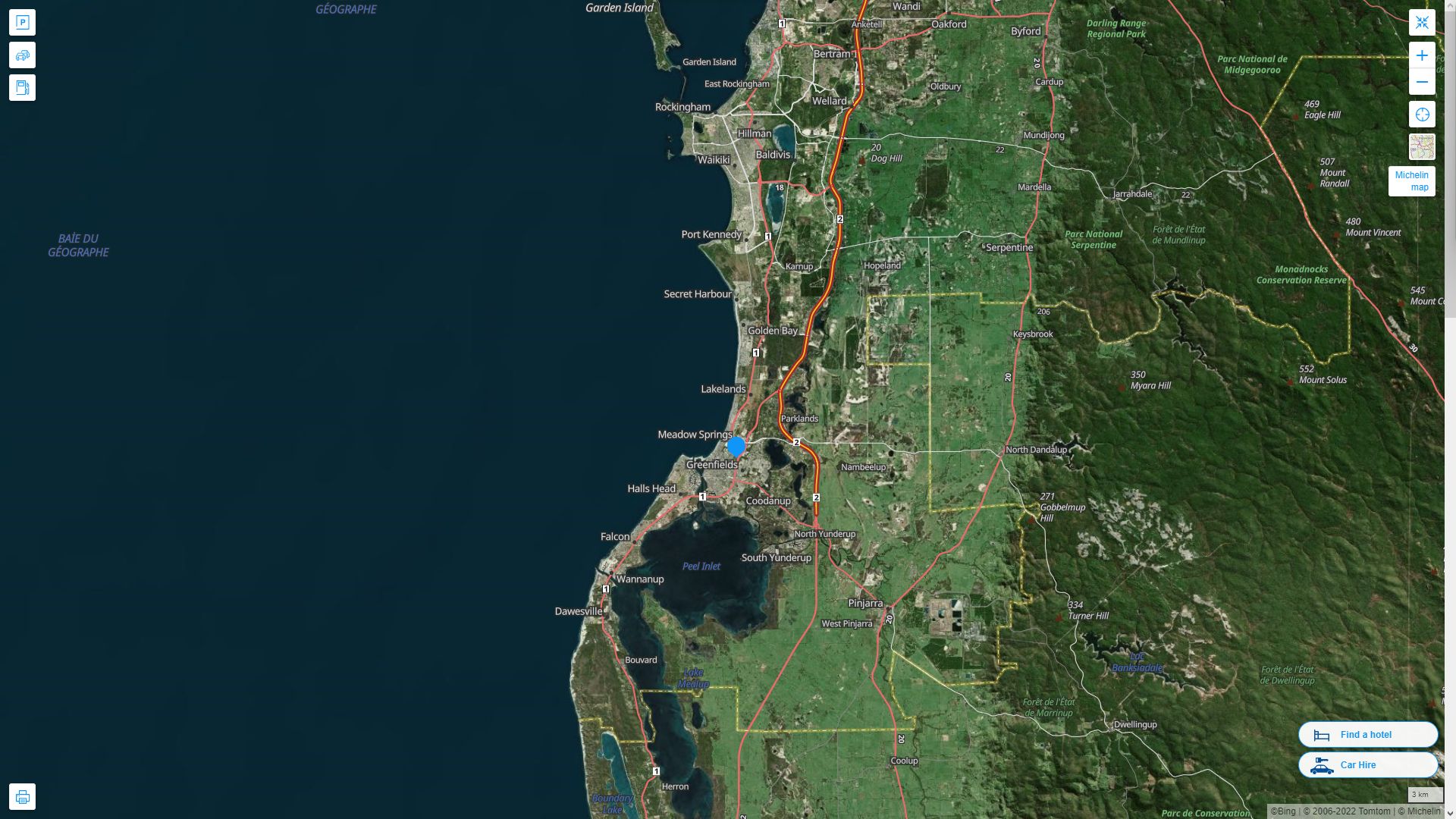 Mandurah Highway and Road Map with Satellite View